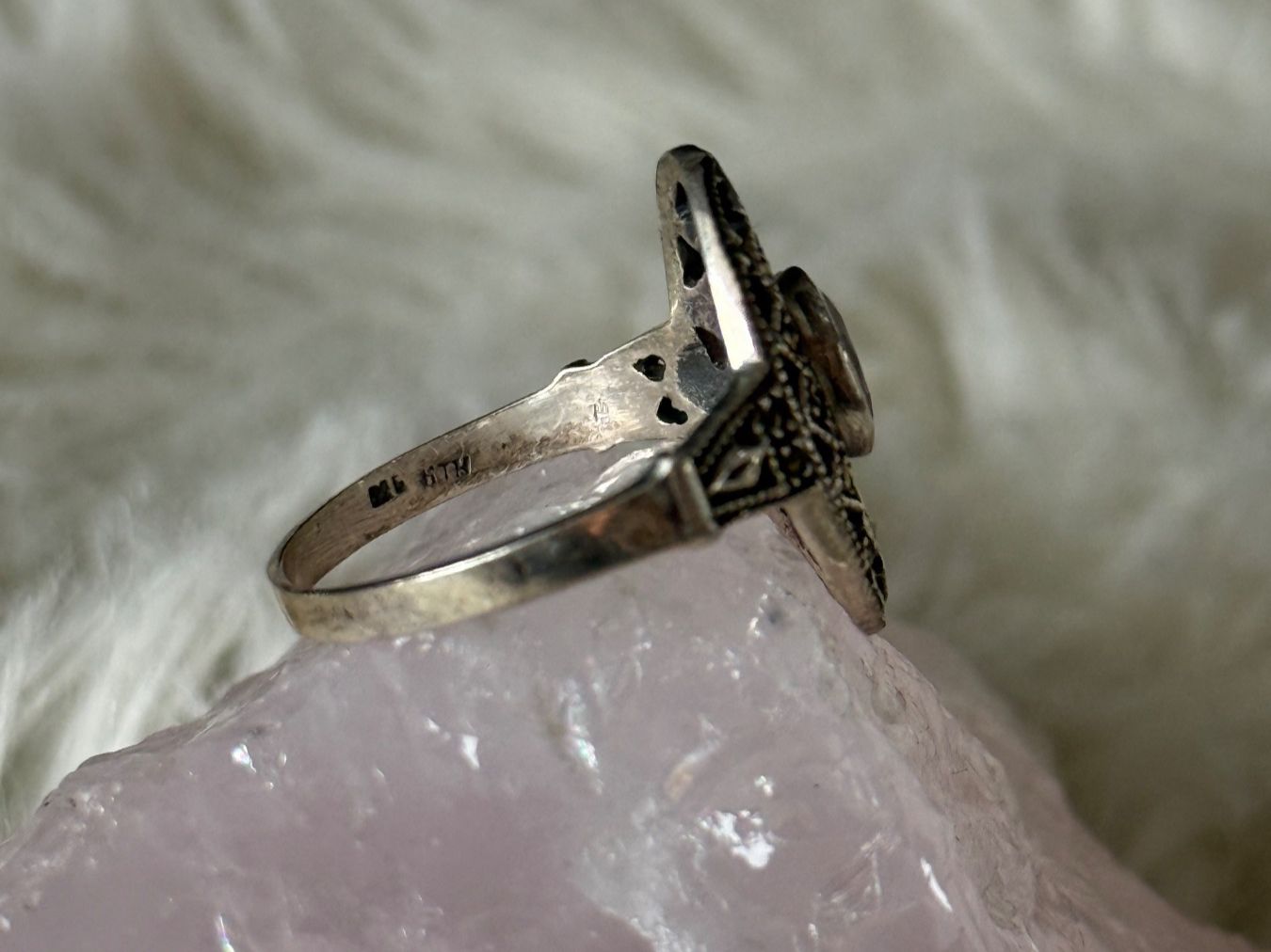 Anelli: Vintage Silberring 925 mit rotem Stein – Usato da Istighofen venduto da Ringparadies 1