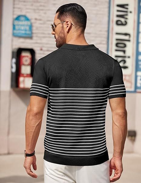 Polo-Shirts: Herren Strick Poloshirt gestreift Kurzarm – Neu und originalverpackt aus Suhr von SchnapperCH 2