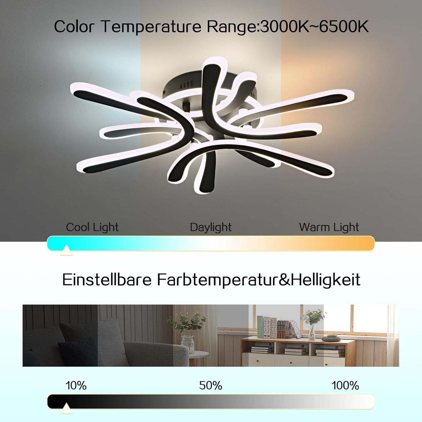 Lampadari & plafoniere: LED Deckenleuchte Blume 40W Dimmbar 2800–6000K Schwarz – Nuovo e nell'imballaggio originale da St. Gallen venduto da RestpostenSG 2