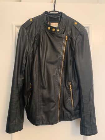 Lederjacke ESPRIT: Lammleder, schwarz, Gr. 42, mit Etikett