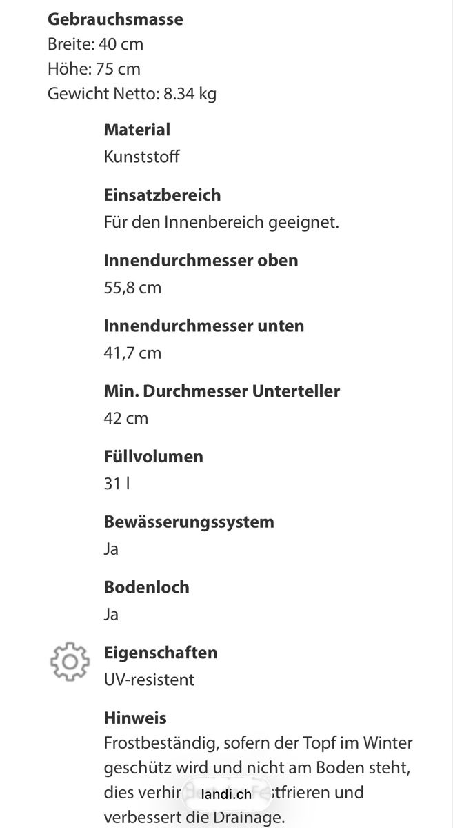 Lechuza Vasi per fiori: Topf Lechuza Kunststoff. Mit Erd-Bewässerungs-System – Usato da Freidorf TG venduto da nad_fxh7 5