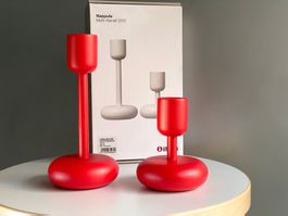 1 x Iittala Nappula: Kerzenständer 2er Set 107+183mm, rot