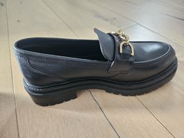 Dune London Damen Loafer Schwarz mit Goldkette - ungetragen