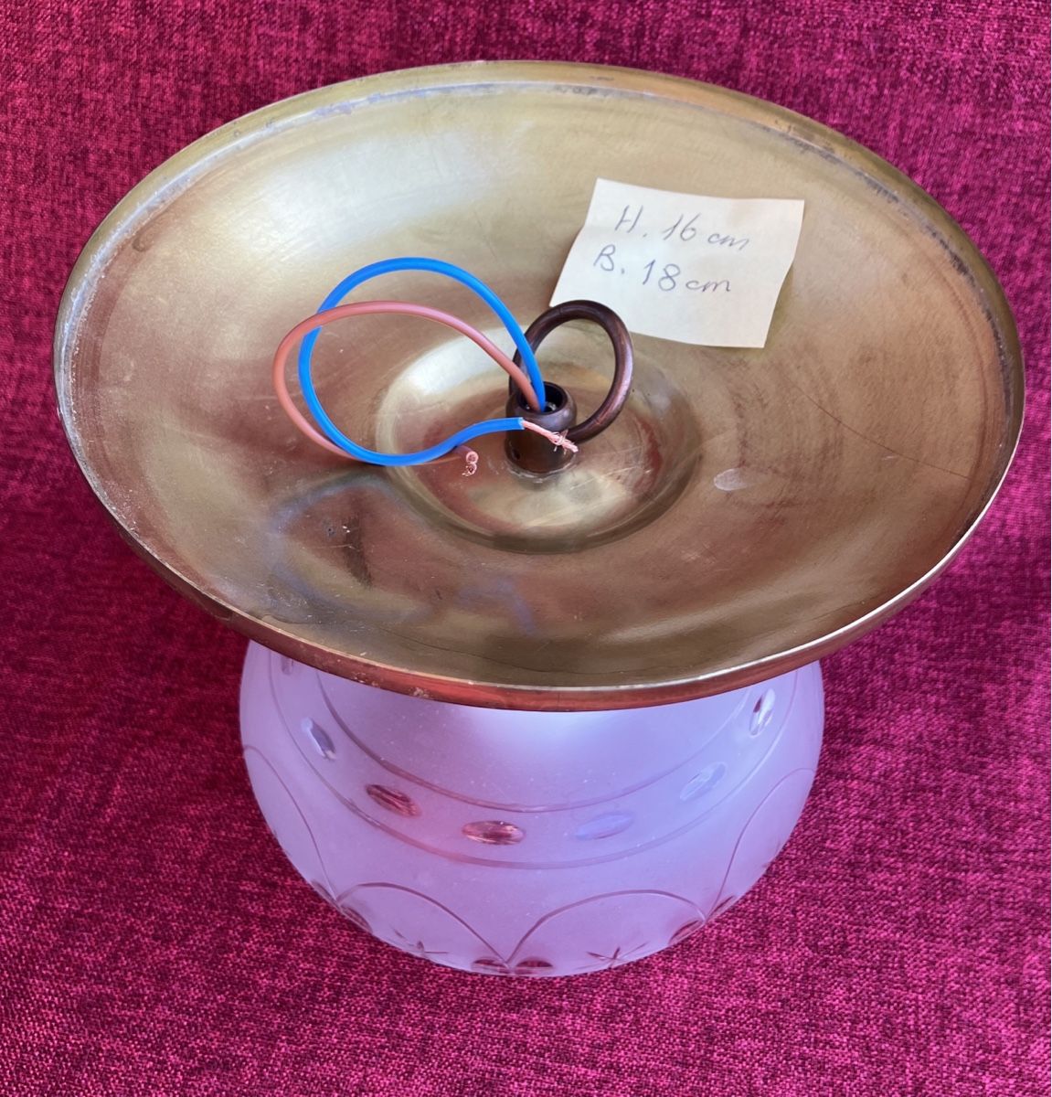 Lampadari & plafoniere: Alter Messing Deckenlampe Handgeschliffenes satiniertesglas – Usato da Zürich venduto da otomado 6