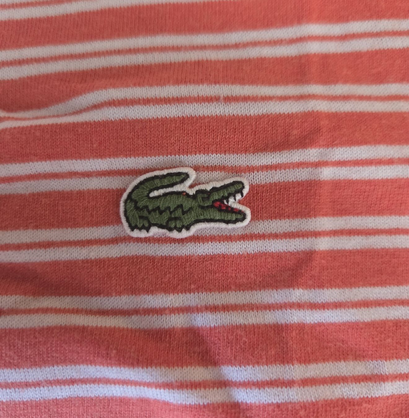 Lacoste T-shirt: T-shirt Lacoste rayé orange blanc taille L – Usato da Chailly-Montreux venduto da svenm53 1