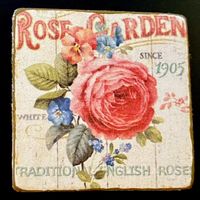 Schild "Rose Garden" f/Puppenstuben. Handarbeit, Frankreich.