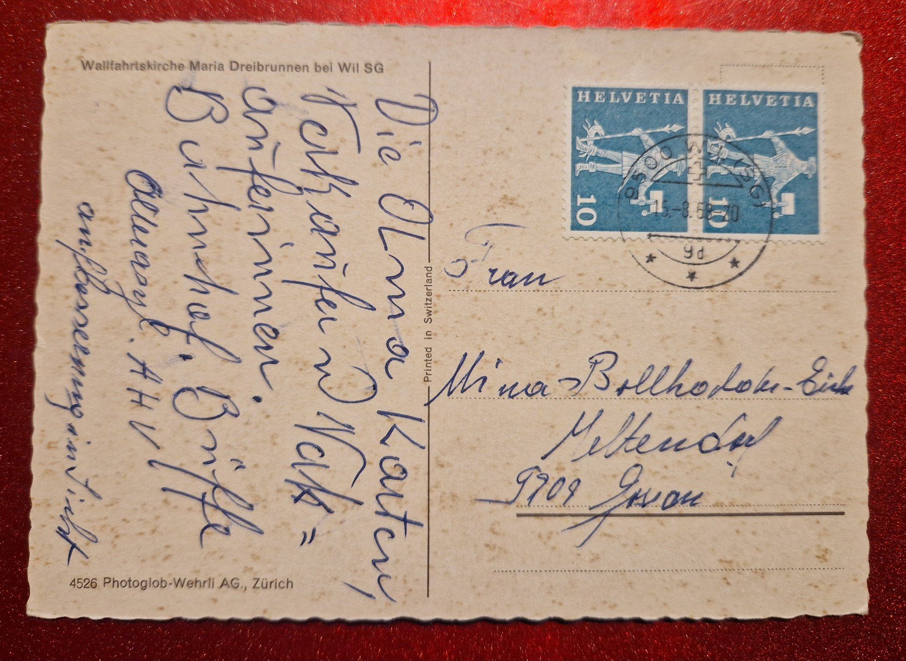 Cartoline postali: Wallfahrtskirche Maria Dreibrunnen Wil SG 1968 – Usato da Melchnau venduto da Arthurius 1