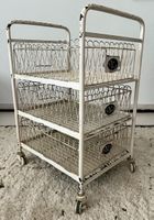 Vintage Chic Antique Metall Rollwagen mit 3 Körben