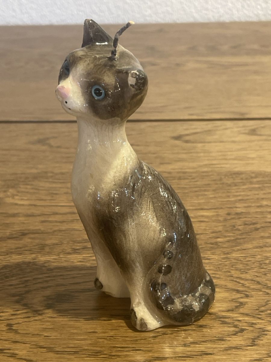 Statuette: Kerze Katze sitzend braun/weiss mit blauem Blick – Usato da Lyss venduto da Vandy19 1