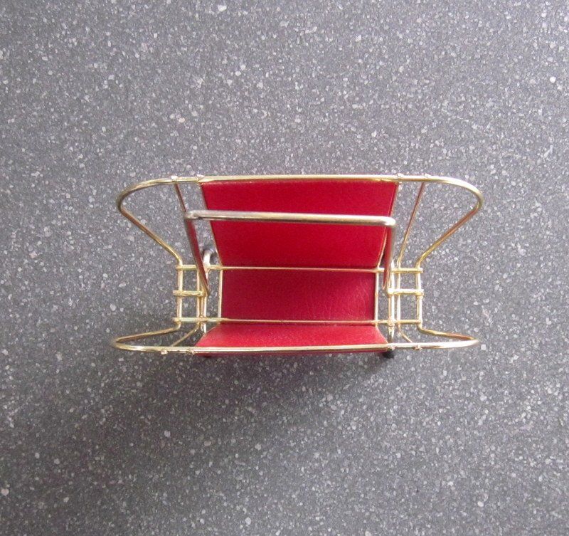 Altro in Stoviglie & Bicchieri: Mid Century Serviettenhalter Briefhalter, Messing, Leder rot – Usato da Bischofszell venduto da raika 4