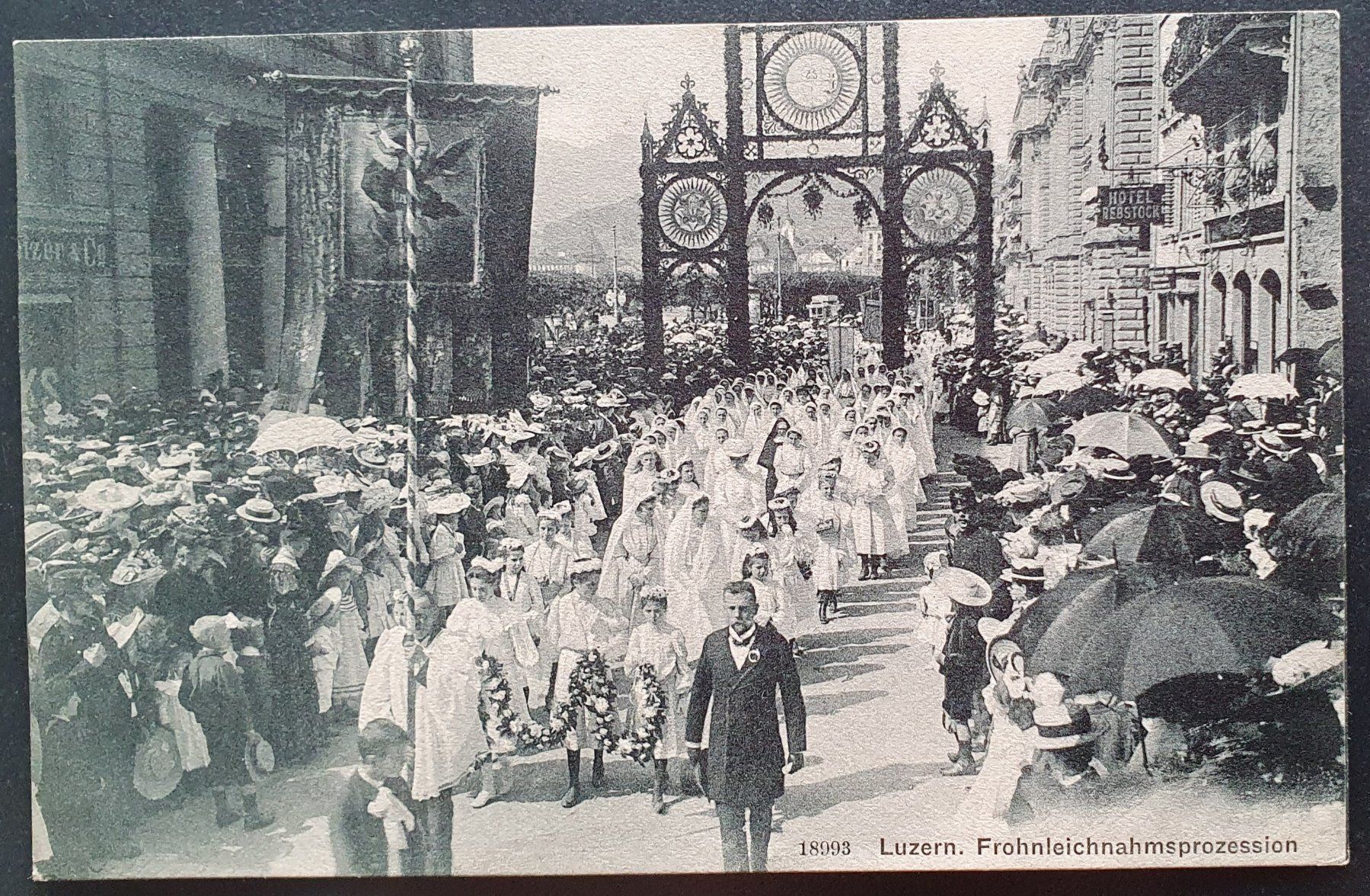 Cartoline postali: Luzern - Frohleichnahmsprozession 1908 – Usato da Kreuzlingen venduto da Rschweiz1