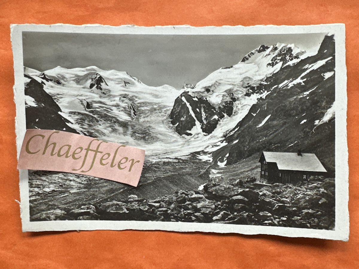 Ansichtskarten: 1945 Bovalhütte mit Piz Bernina – Gebraucht aus Zürich von Chaeffeler