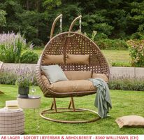 6596 Rattan 2er Hängesessel Hängekorb TWIN Braun