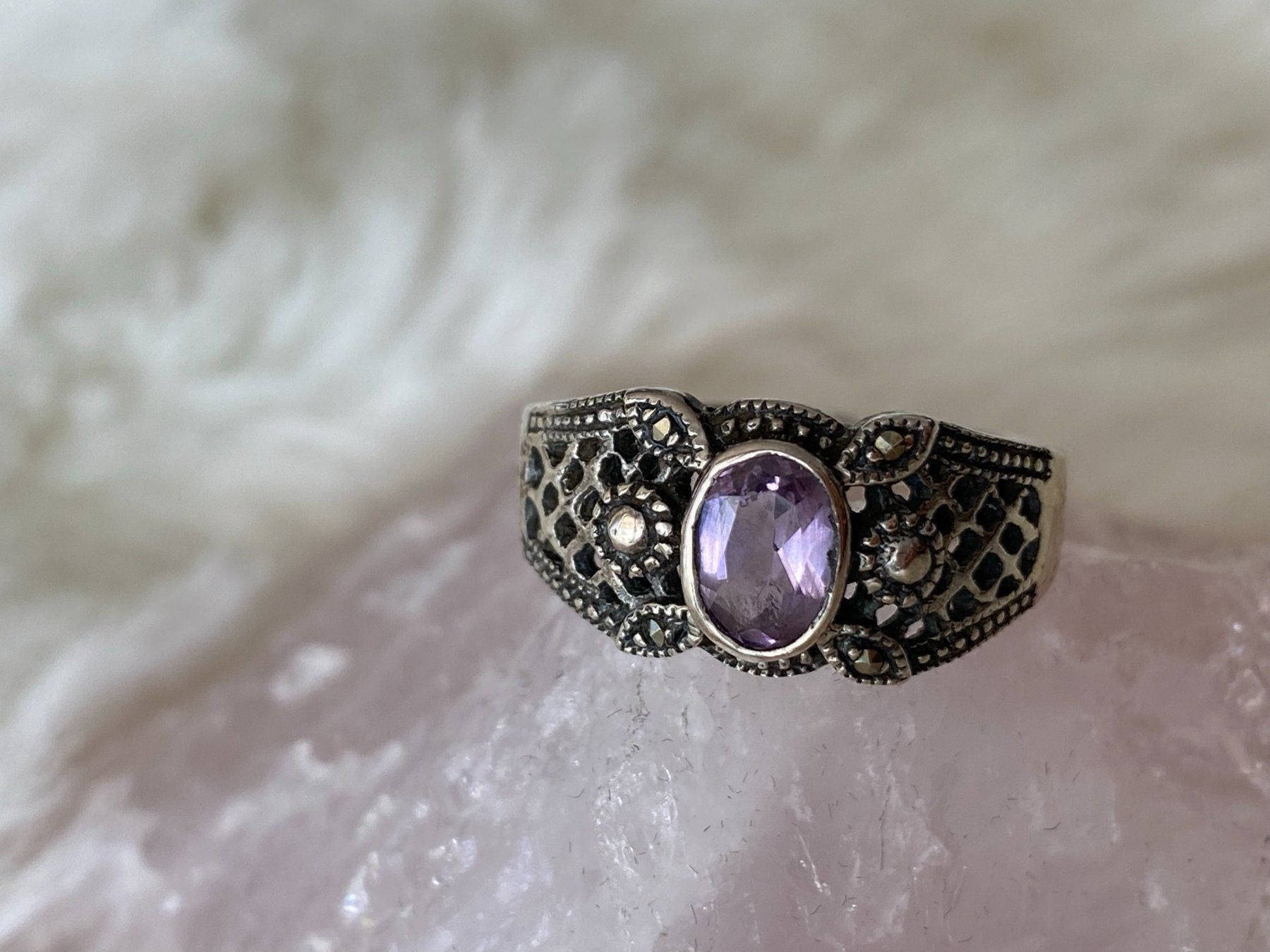 Anelli: Ring Silber 925 mit lila Stein – Usato da Istighofen venduto da Ringparadies