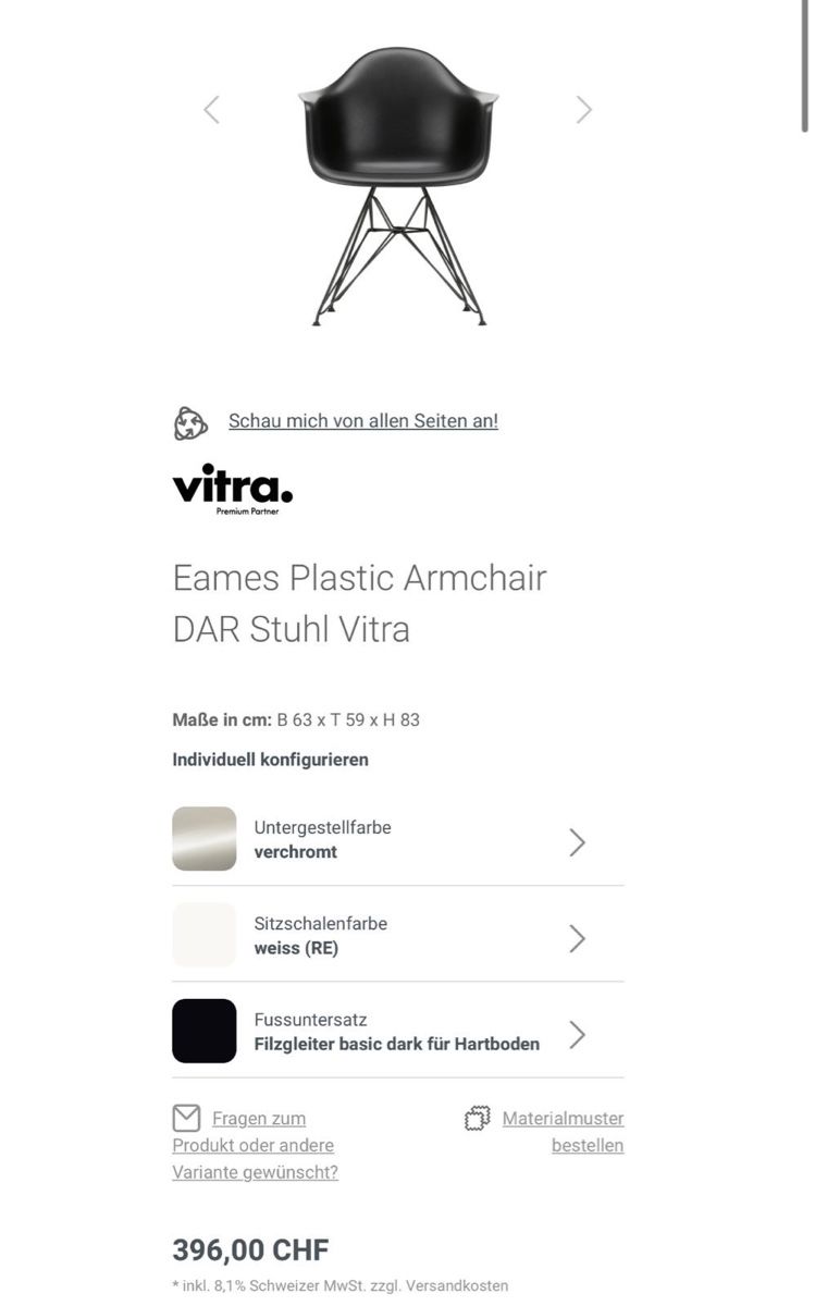 Sedie: 6 mal, Vitra Eames Plastic Armchair DAR Stuhl Stahl – Usato da Volketswil venduto da emi_x8pm 6