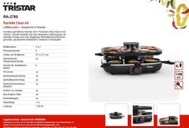 Tristar Raclette Clean Air RA-2760