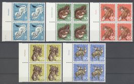 PJ 1966 215-219 mit Tabs dt. Viererblöcke  postfrisch**