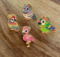 Set 4x Pin Vögel / Papageien