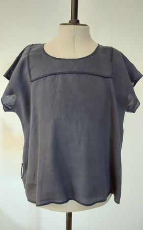 Leinentop Bluse dunkelblau Christa de Carouge XL