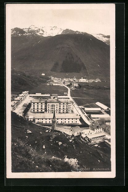 Cartoline postali: Andermatt, Totalansicht mit Bergpanorama – Usato da Berlin venduto da bartko-reher