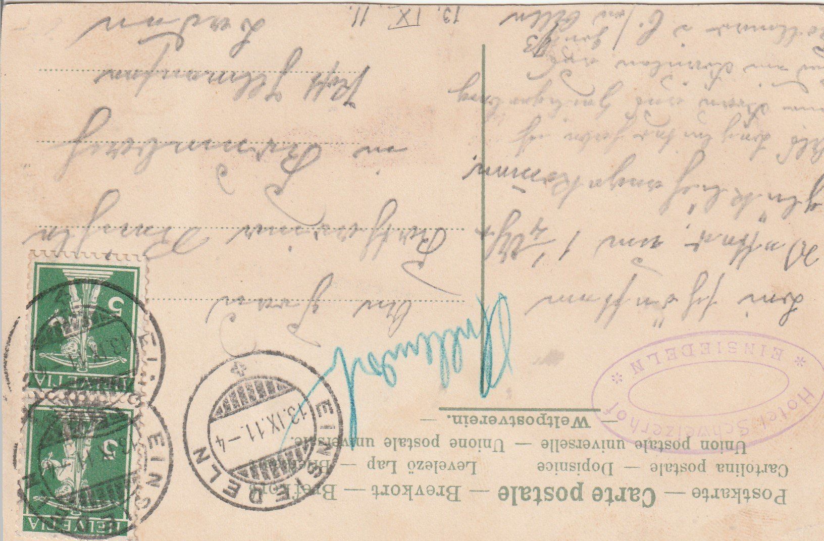 Cartoline postali: Kt.Schwyz-Einsiedeln- Litho 1911 – Usato da uttwil venduto da Koehlerfred 1