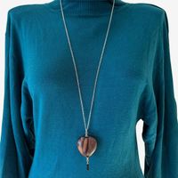 Lange Silberkette (Si 925) 80cm mit Ebenholz-Herz Anhänger