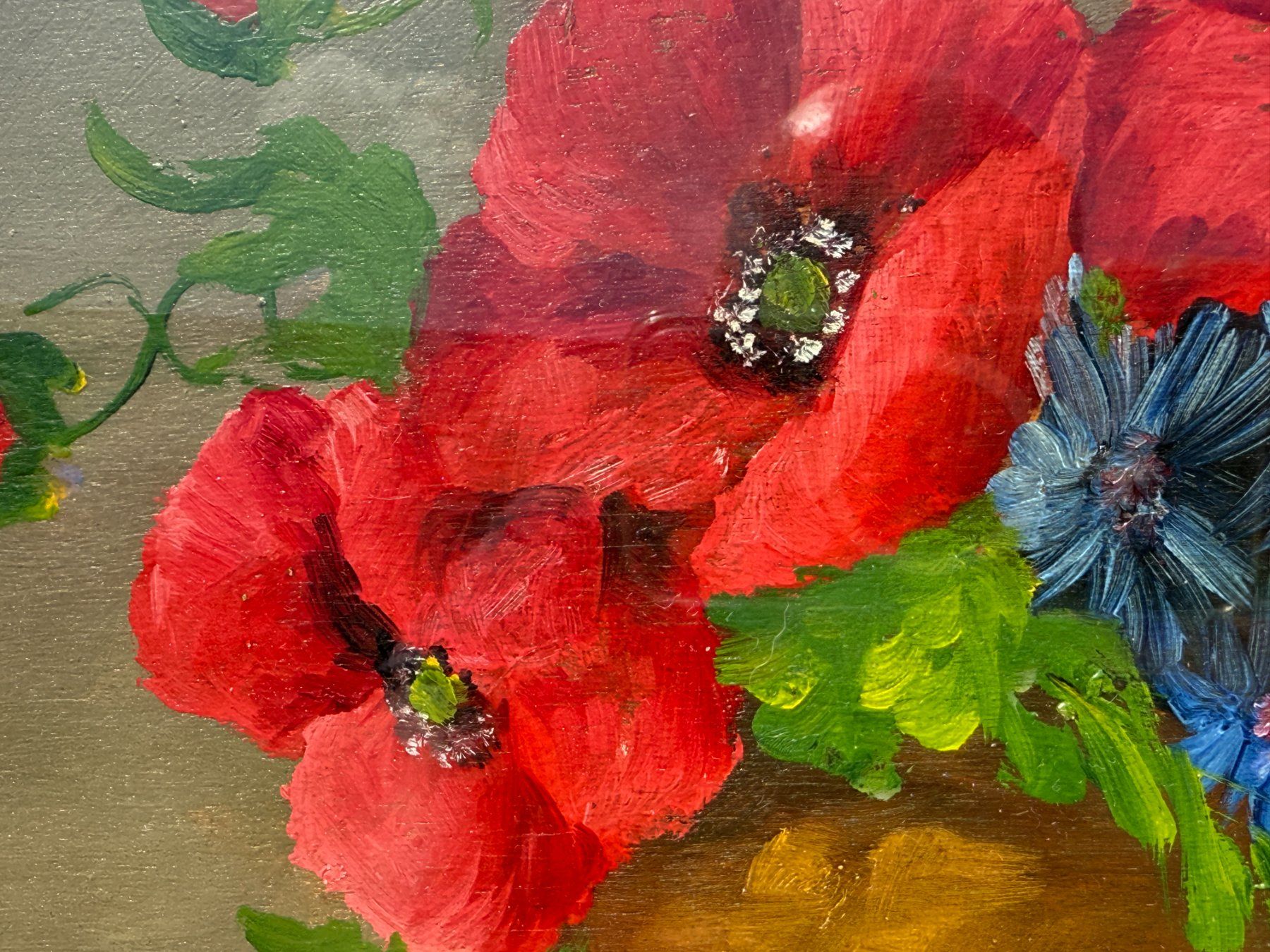 Dipinti: Handgemaltes Gemälde mit einer Blumenvase 48x40cm – Usato da Vacallo venduto da cri_229f 2