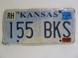 USA Nummernschild /Autonummer / License Plate KANSAS 155 BKS