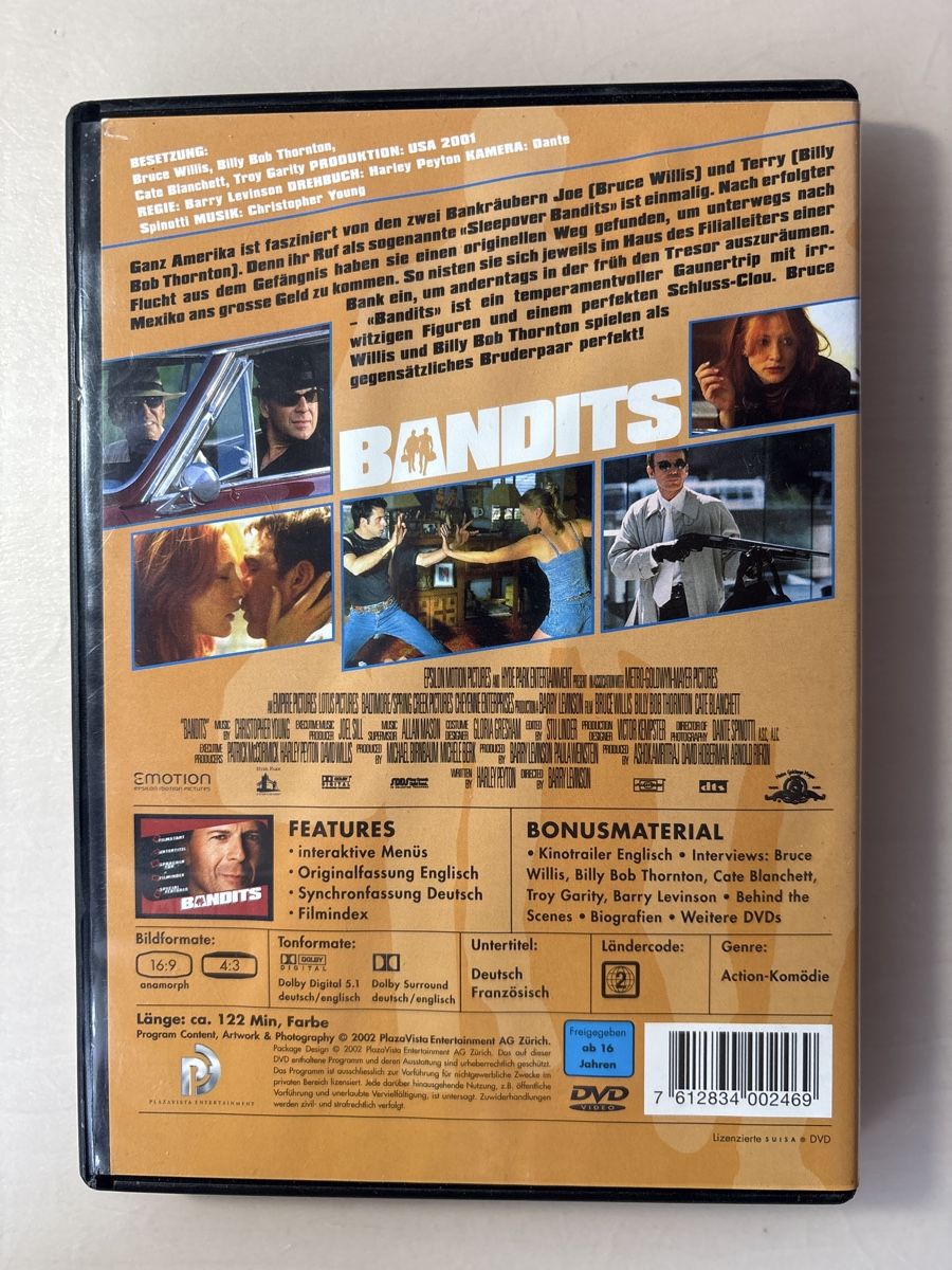 Tutti i DVDs: Bandits - Bruce Willis, Cate Blanchett (0405) – Usato da Ruswil venduto da Slivio_ 1