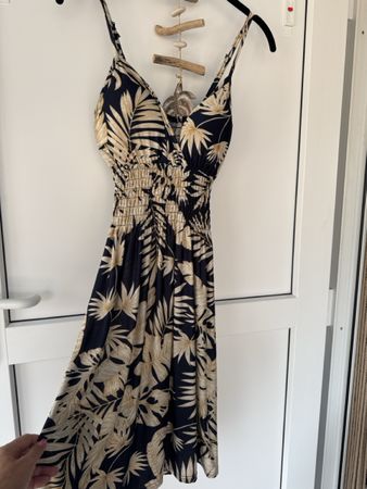 Robe d'été motif feuilles tropicales, taille M