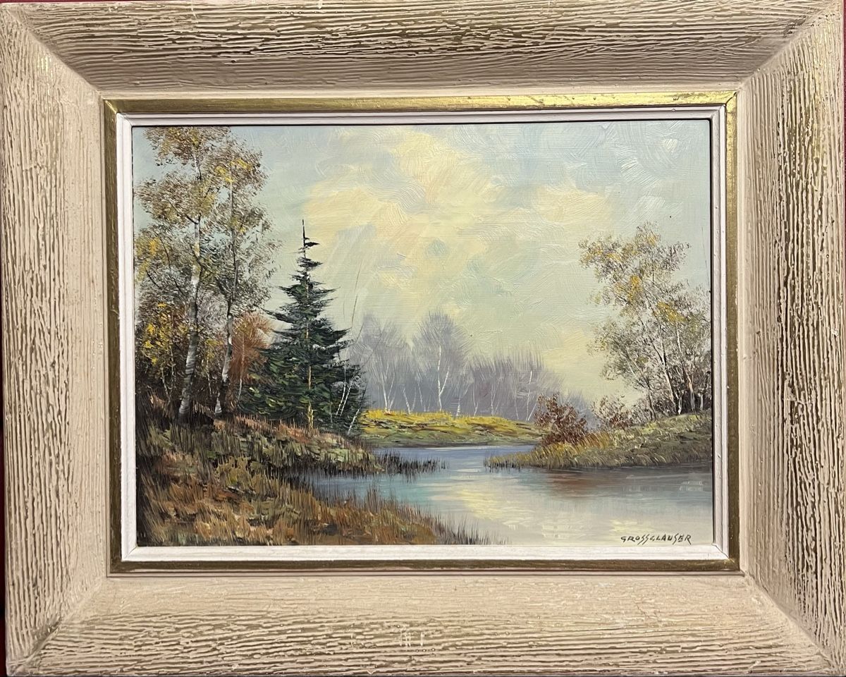 Gemälde: Grossglausser Original Gemälde, Herbst am See, gerahmt – Neu (gemäss Beschreibung) aus Oberhofen Thun'see von SwissTreasure