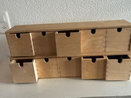 Mini-Kommoden aus hellem Naturholz (Modell IKEA MOPPE)