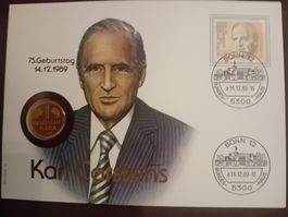 Numisbrief mit 1 Mark goldige Farbe Carl Carlsten