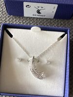 Swarovski Feder Halskette mit Ohrstecker Weihnachtsgeschenk