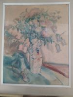 Otto Ernst 1912 Antique Floral Watercolour Painting 75x65 cm