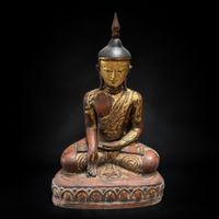 Großer Shan Buddha 140cm - Lacquerware Burma Statue alt
