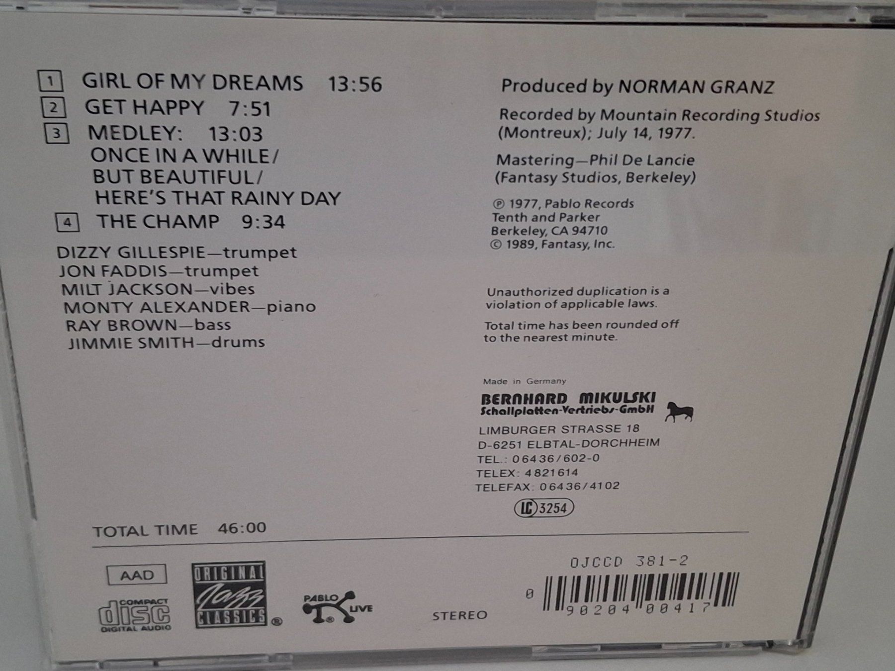 CDs: CD DIZZY GILLESPIE  - JAM - MONTREUX '77 - – Gebraucht aus Aarberg von Jackup1 1