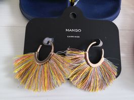 🤩MANGO OHRRINGE GOLD & MULTIFARBIGEN FÄDEN NEU