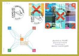 Sonderbrief Expo.02 mit Satz Sondermarken