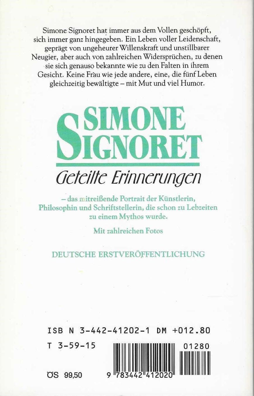 Bücher: Simone Signoret Geteilte Erinnerungen – Gebraucht aus Flims - Dorf von Stagediver 1