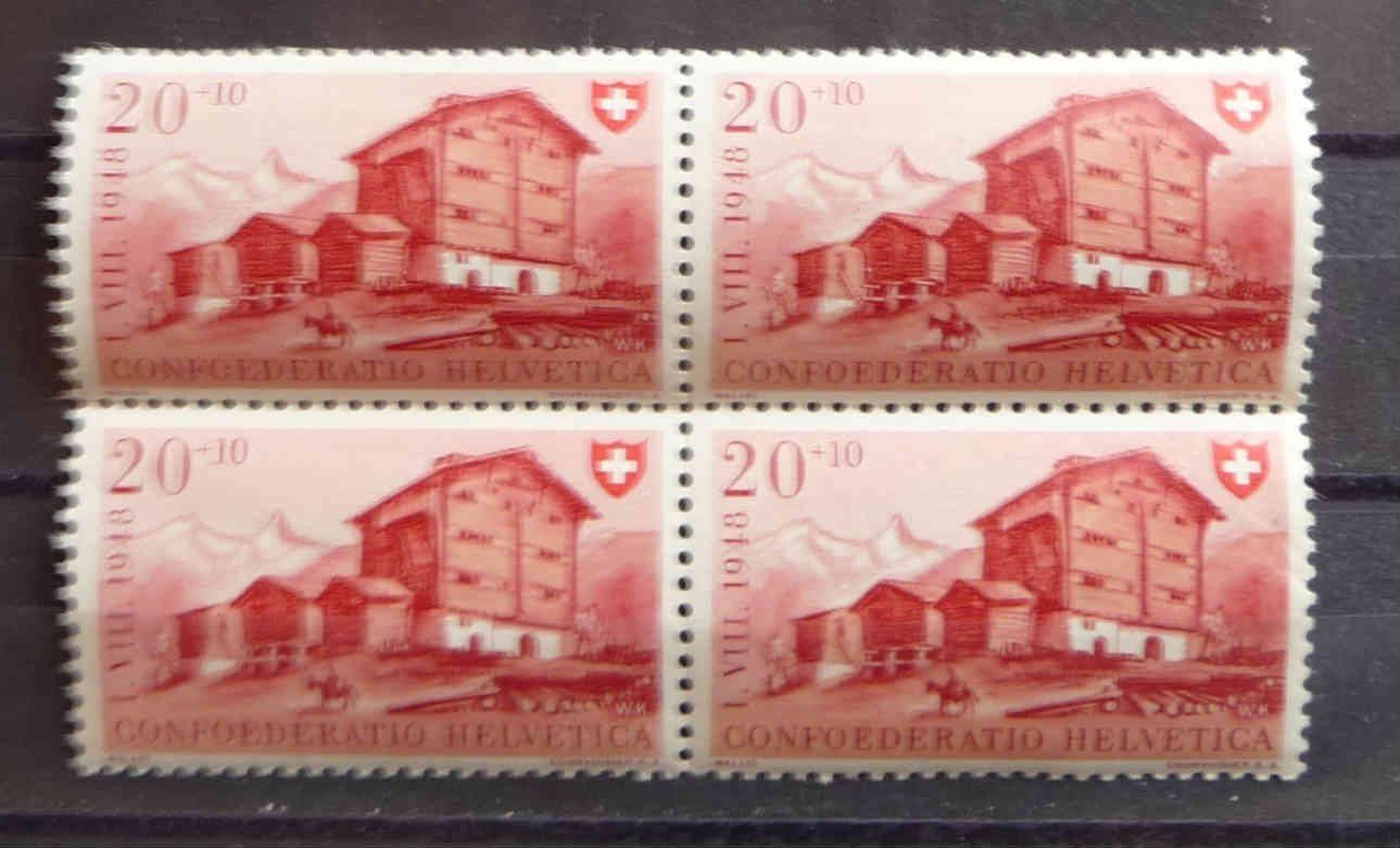 Tutti i francobolli: 1948 Schweiz 4-Block 20 postfrisch – Usato da Horgen venduto da FIR-2008