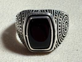 Silberring 925, mit Onix, Gr. 27