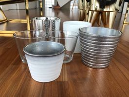 6x Töpfe Set in Silber, Weiß & Transparent NEU