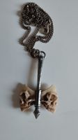 ALCHEMY GOTHIC SKULL AXE ANHÄNGER MIT DEFEKTER HALSKETTE