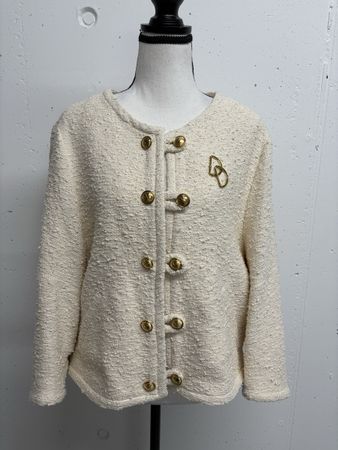 Tweed Jacke DRYKORN Gr. M/3 beige gold Goldknöpfe Boucle