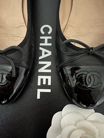 Original Chanel CC Ballerinas in Black Lamb Leather 39.5