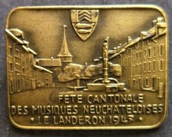 Fête Musique Le Landeron 1947  Neuchâtel  Medaille Abzeichen
