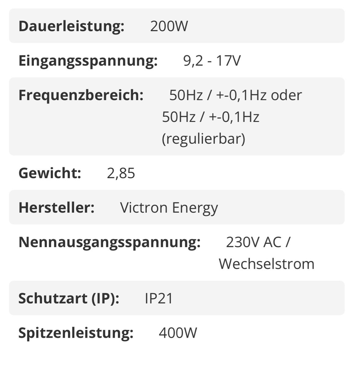Victron Inverter: Victron Energy Phoenix Wechselrichter 12/250 – Usato da Arbon venduto da pengos3 3
