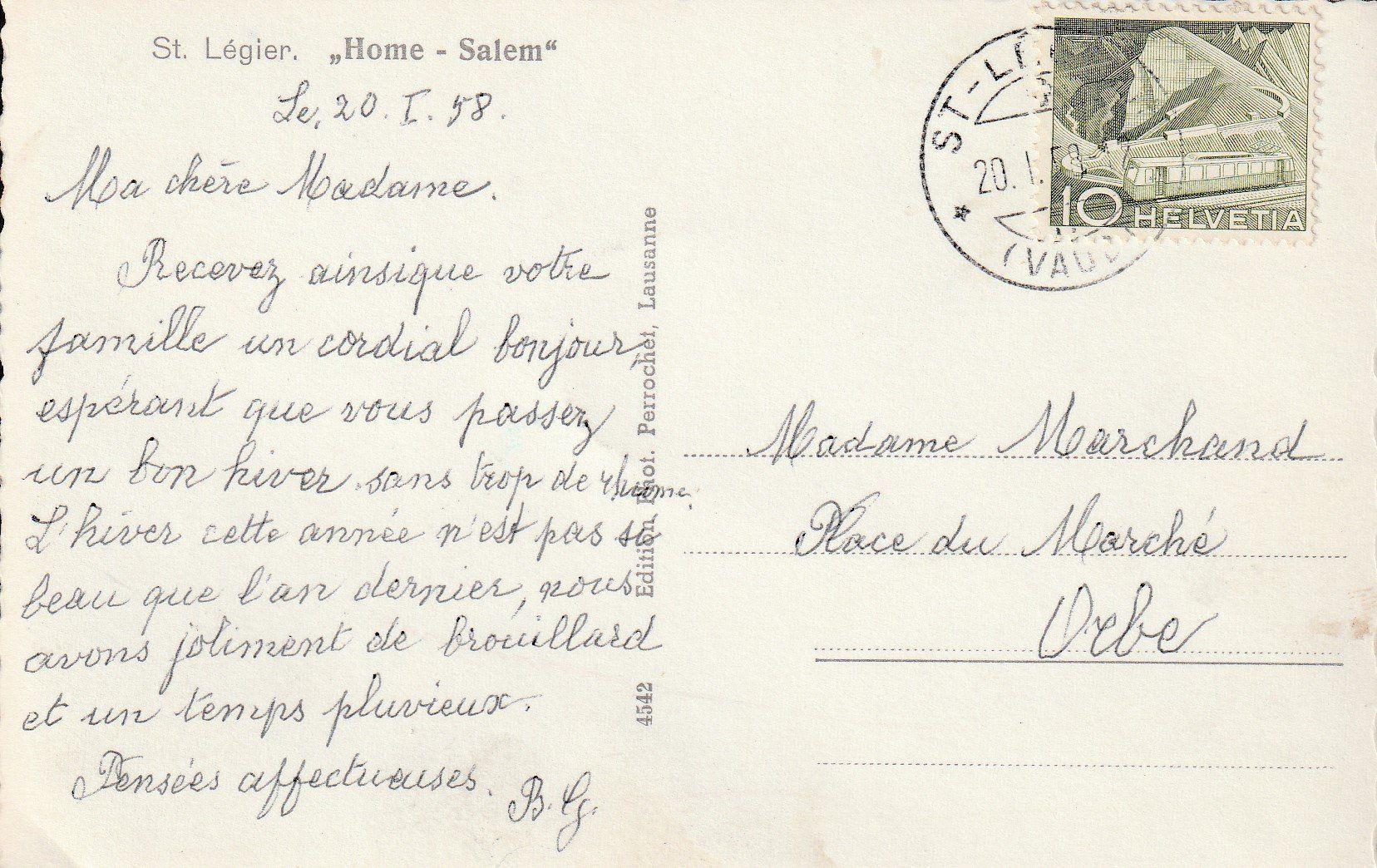Cartoline postali: AK St Légier gel. 20.1.1958 – Usato da Fribourg venduto da schnalla92 1