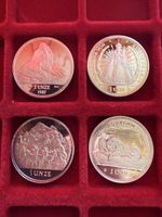 4 x 1 Unze Silbermedaillen Schweiz 1987-1993 Feinsilber